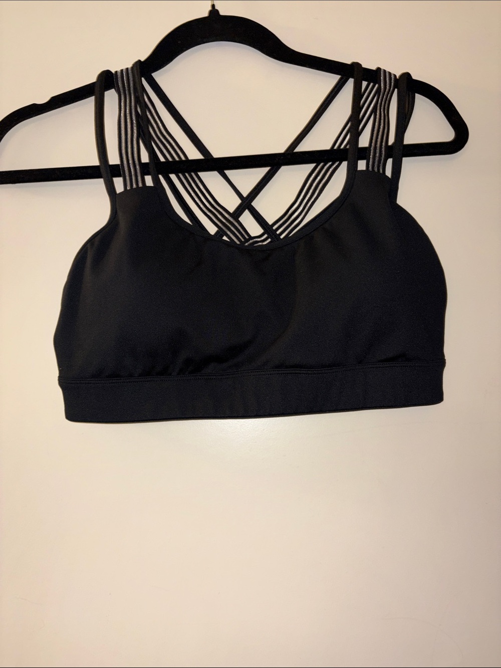 Black Strappy Low-Impact Women's Sports Bra